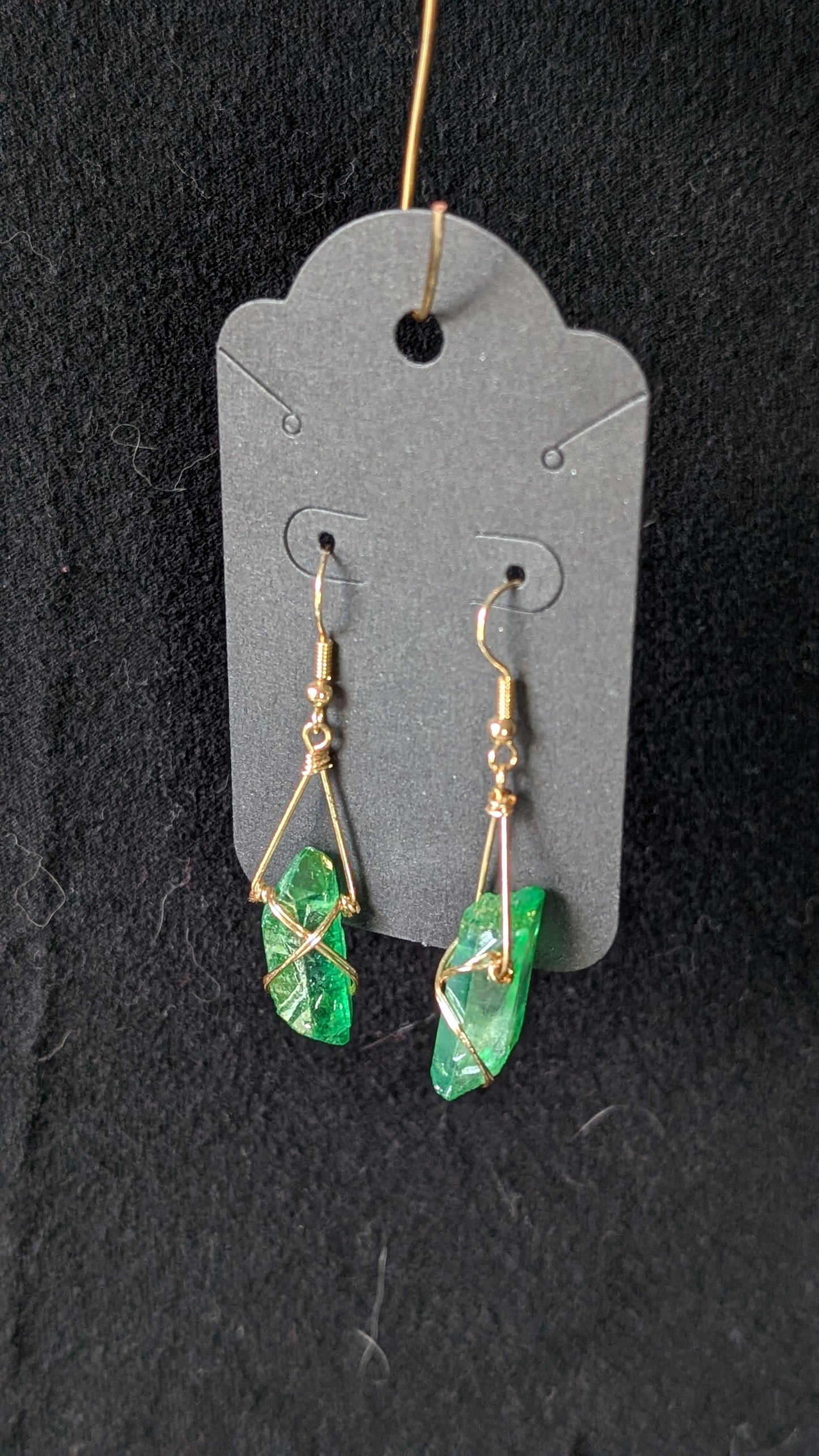 Wrapped Stone Earrings - Gold