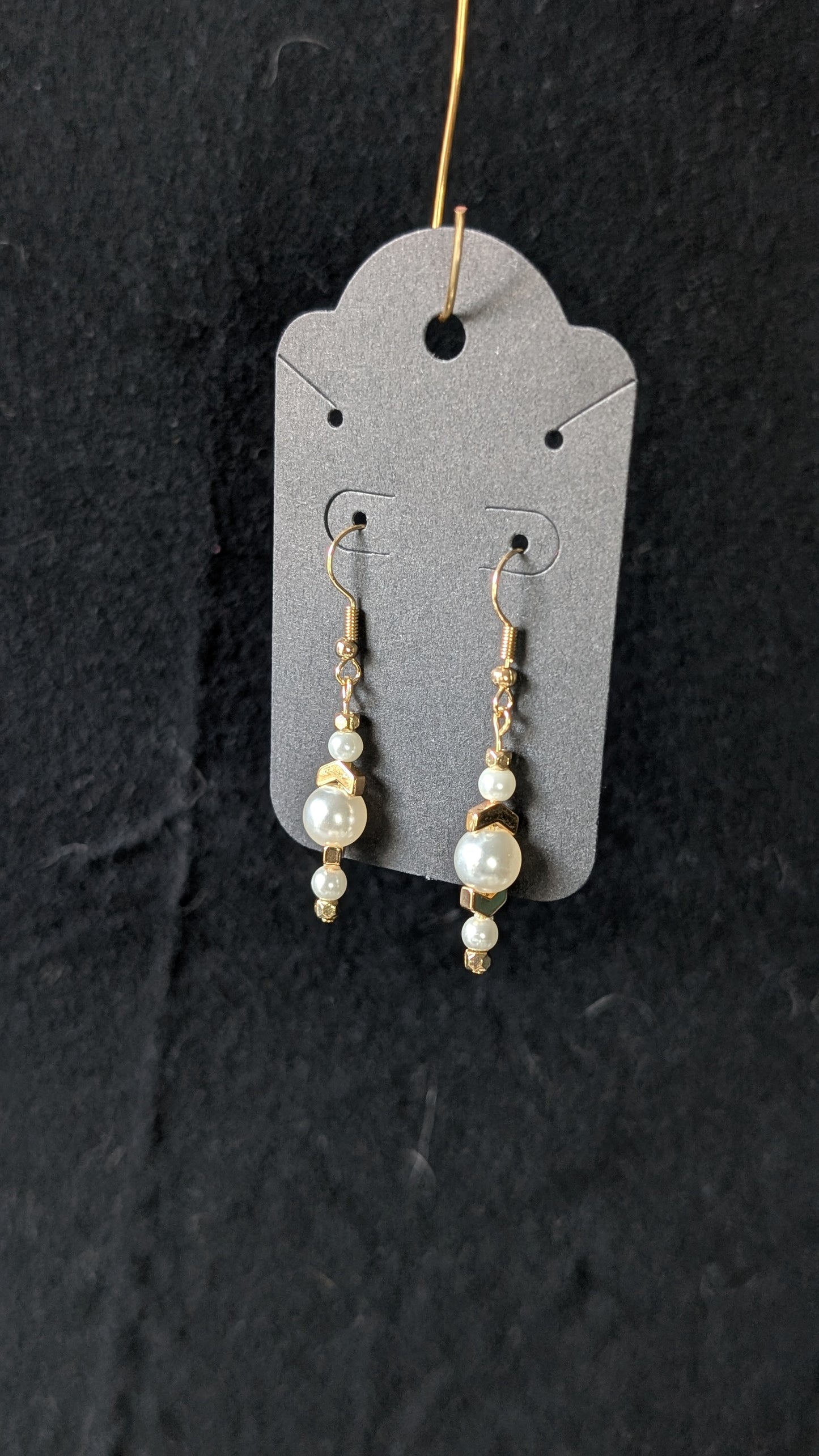 White and Gold Beaded Earrings