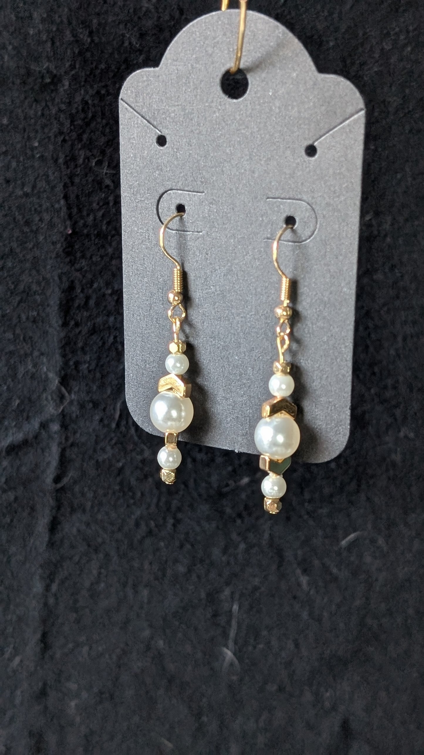 White and Gold Beaded Earrings