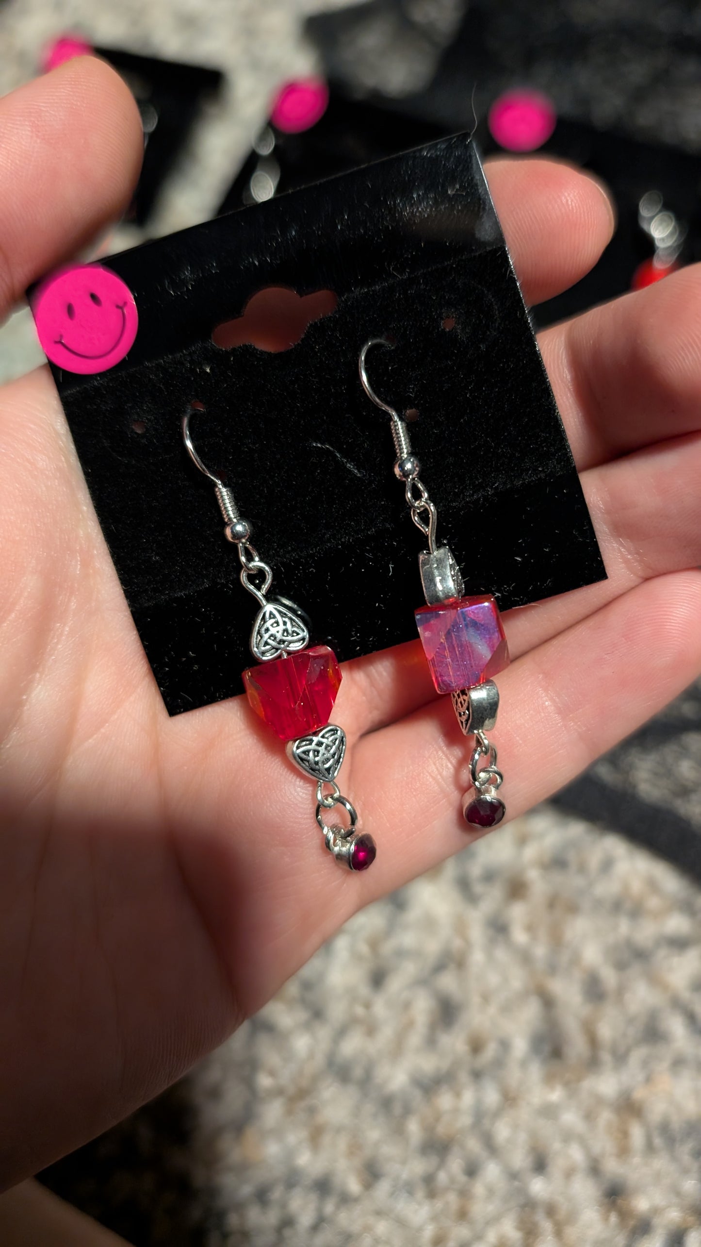 Silver and Red Sweetheart Earrings