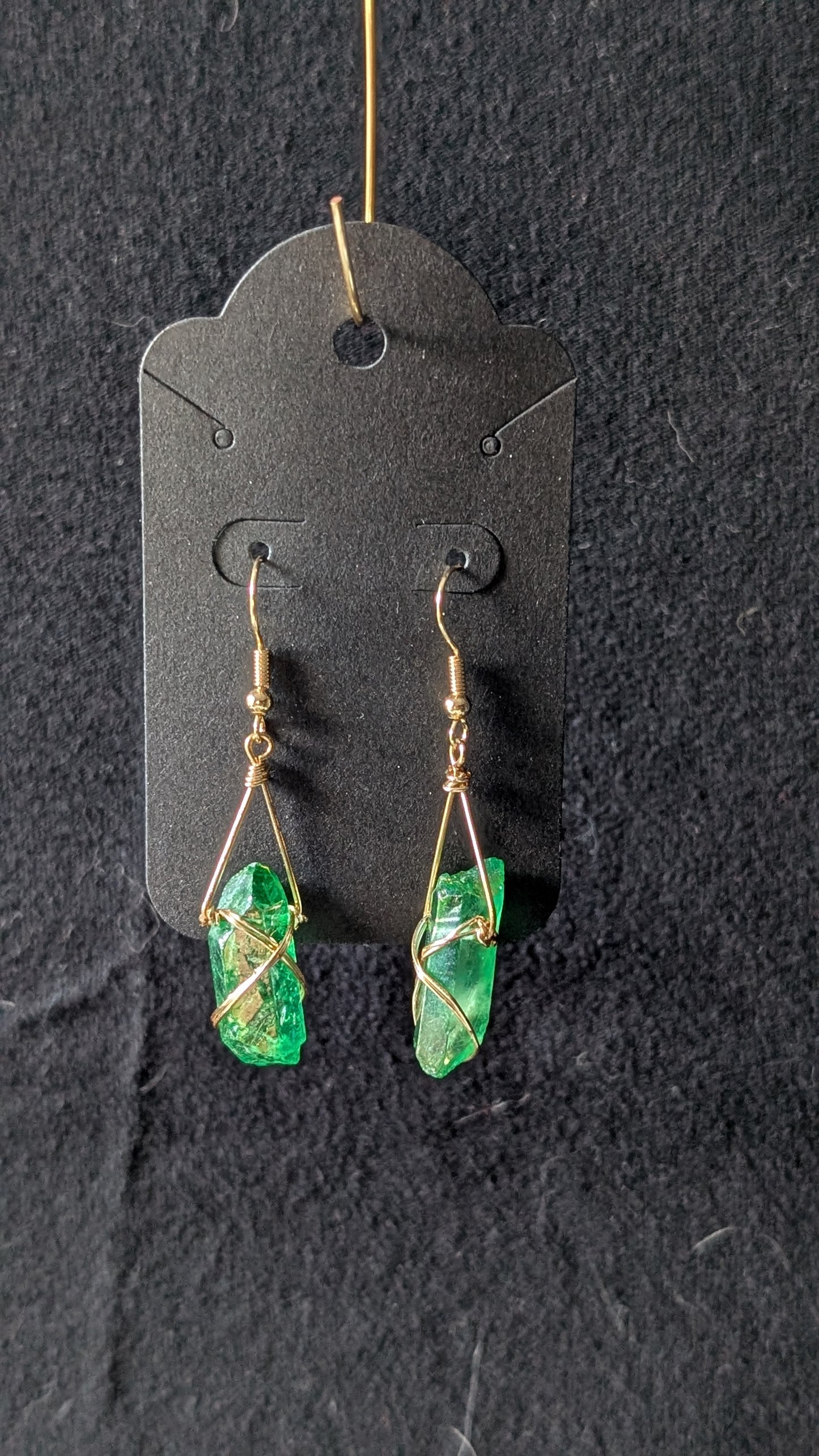 Wrapped Stone Earrings - Gold