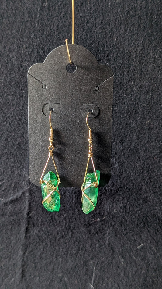 Wrapped Stone Earrings - Gold