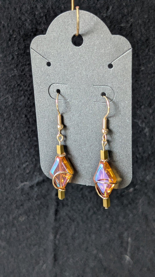 Diamond Spiral Wrapped Earrings - Gold