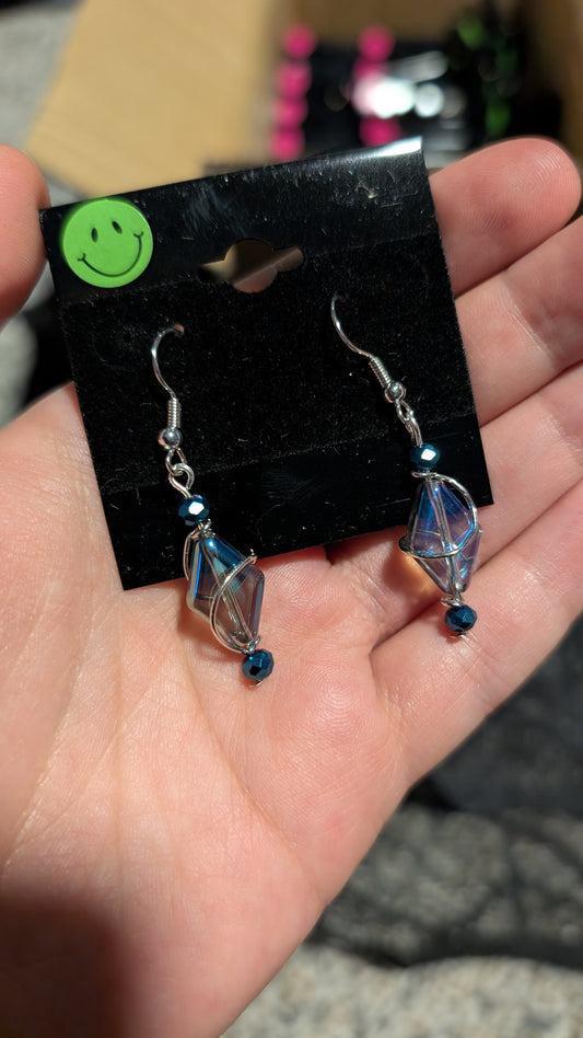 Diamond Spiral Wrapped Earrings - Silver