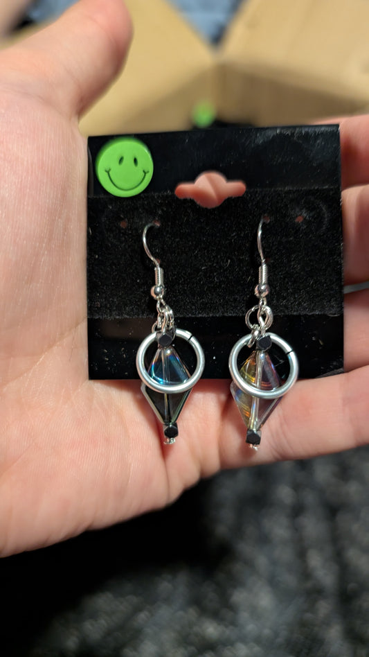 Diamond Circle Earrings - Silver