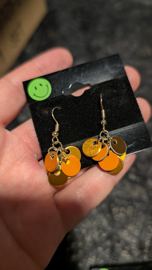 Orange cluster earrings